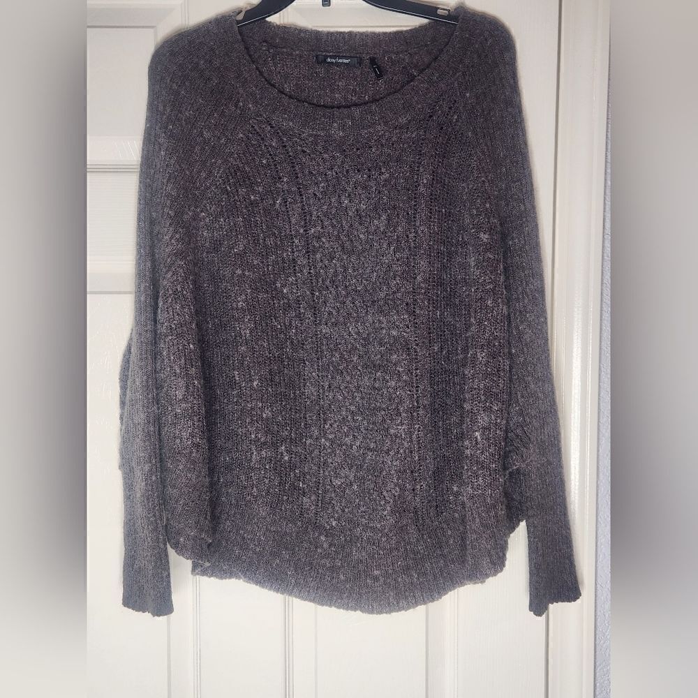 Daisy Fuentes XL Charcoal Heater WOOLBlend Knitted Lngslv Women's Sweater Poncho